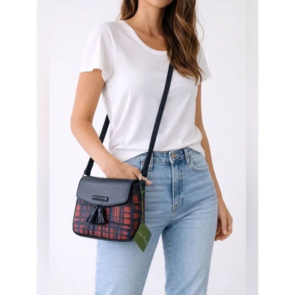 Vera Bradley Tassel Crossbody Bag – Red & Navy Plaid – NWT